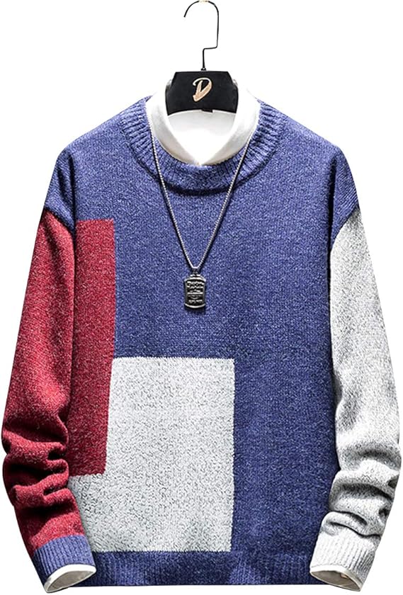 Amazon 在庫処分 セーター メンズ おおきいサイズ ニットセーター クルーネック カットソー 丸首 暖かい 長袖 防寒 トップス カジュアル 大きいサイズ 春 秋 冬 服 通勤 通学 おしゃれ セーター 通販