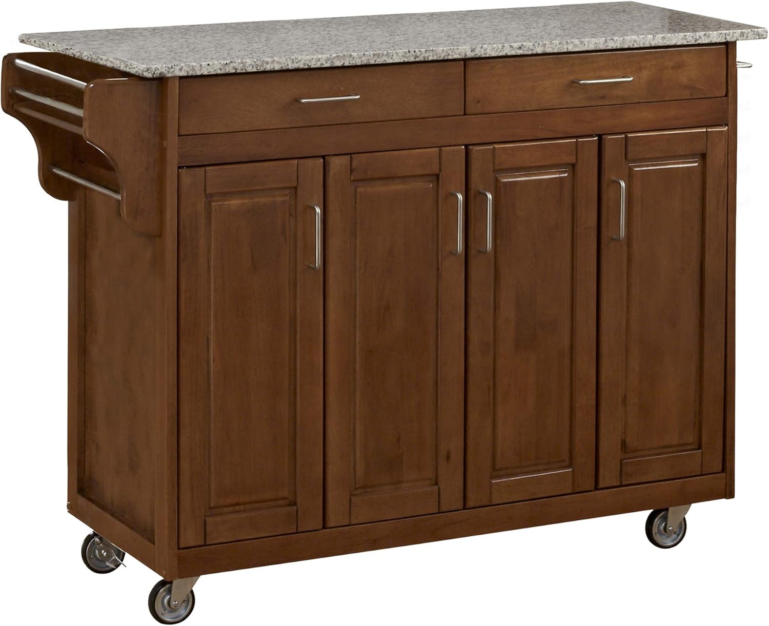 Create-a-Cart Cottage Oak 4 Door Cabinet Kitchen Cart with Gray Granite Top by Home Styles