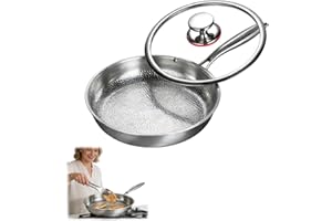 Titanium Pan for Cooking with Lid, 2026 Titanium Cookware Frying Hammered Pro Pan, Non-Stick No Coating, for Gas Stoves and I