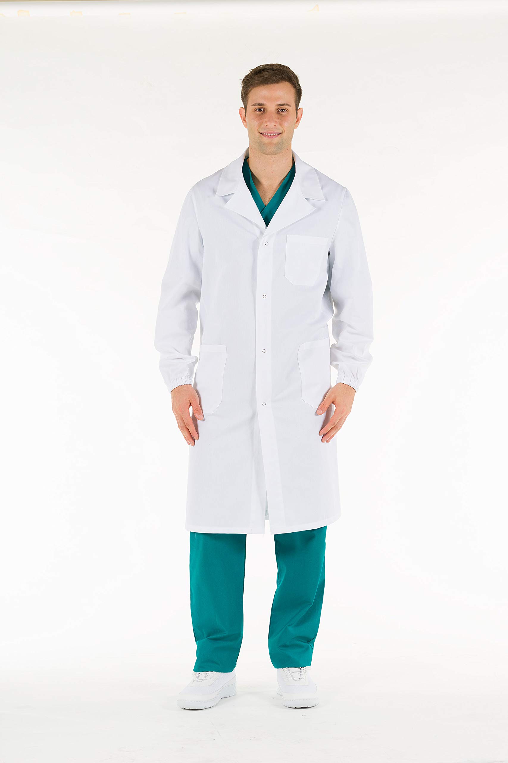 Gima - Unisex White Lab Coat, Doctor's Work Wear, Made of 100% High Quality Cotton, EU Size 58, Professional and Stylish Line.