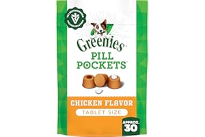 Greenies Pill Pockets for Dogs Small Size, Soft Dog Treats, Chicken Flavor, 3.2 oz. Pouch (30 Treats)