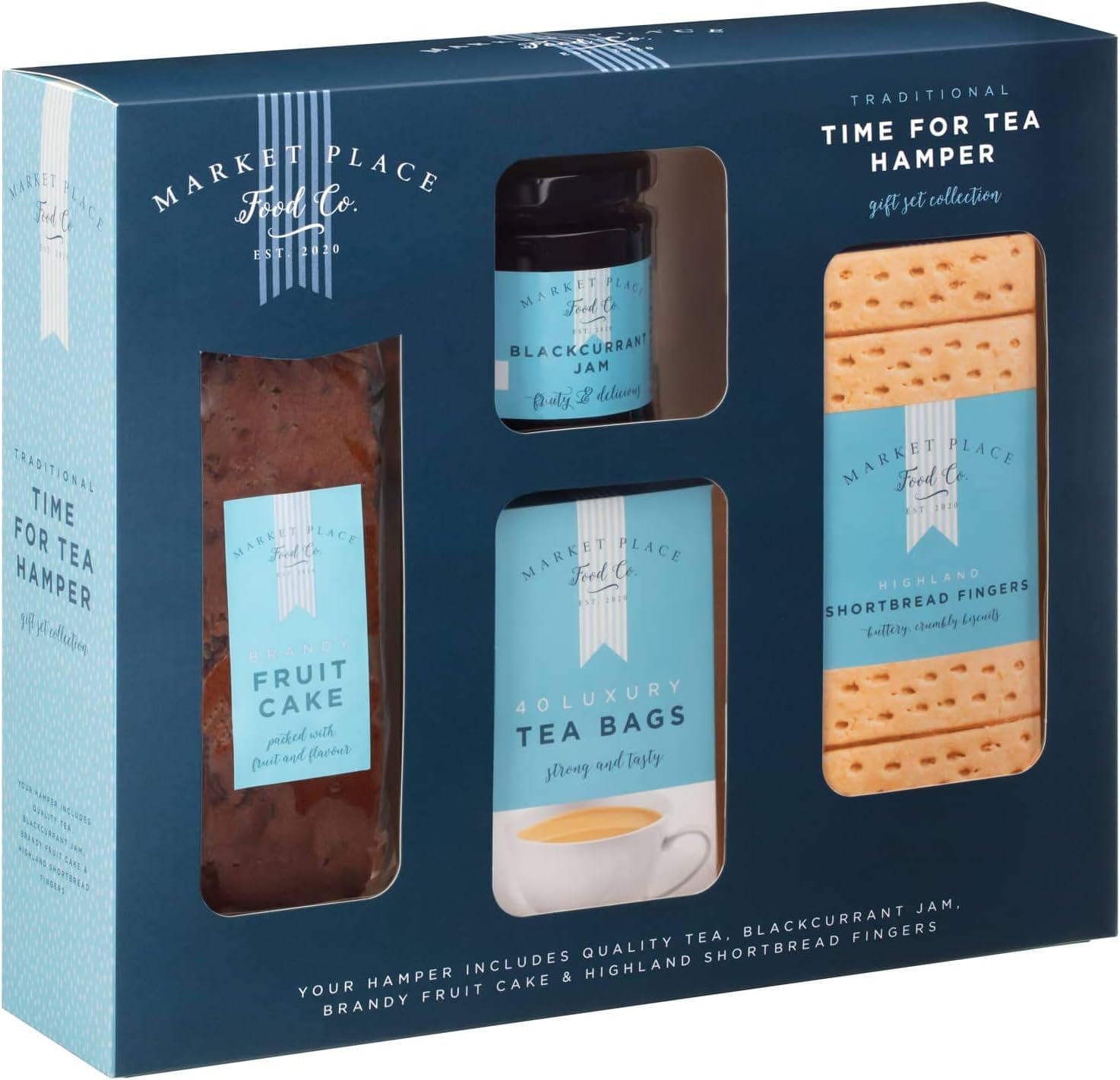 Afternoon Tea Hamper Tea Gift Set Includes, 40 Tea Bags, Shortbread Biscuit, Jam Preserve