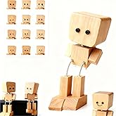 ZPSRGF Shaking Wooden Man Figurine,Wooden Figure with Spring Legs, Car Ornaments, Funny Wood Desktop Decor with 12 PCS Expressions,Shaking Feet Wood Car Dashboard Decorations(Beech Wood)