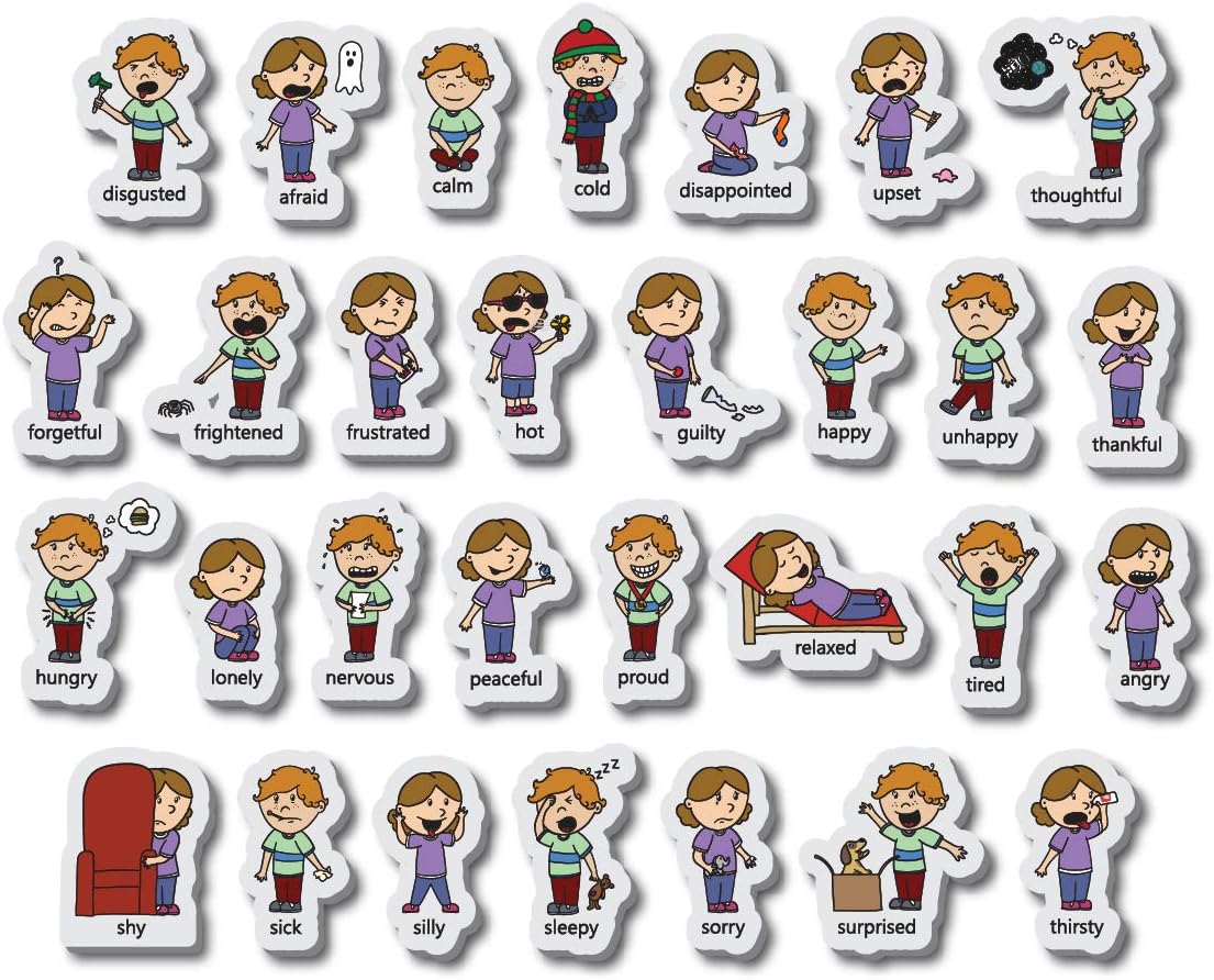 Little Champion Reader Fridge Magnets for Kids Set #4 – My Feelings and Emotions - 30 Large Fridge Magnets for Toddlers