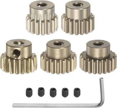sourcing map M0.6 Pinion Gear Set 3.175mm 1/8" Shaft 16-20T Aluminum RC Car