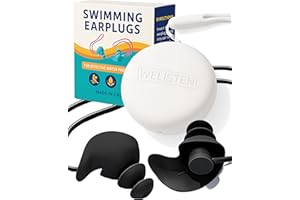 Swimming Ear Plugs for Adults,Waterproof Reusable Silicone Ear Plugs with Strap & Custom Case,Swimmer Earplugs for Surfing, D