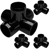 FORMUFIT 1" 5-Way Cross Furniture Grade PVC Fitting in Black, Made in USA, UV-Resistant, Impact-Proof, 1.315&rdquo; Actual Socket Diameter (Pack of 4) - F0015WC-BK-4