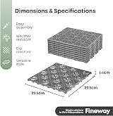 FiNeWaY 9pc Garden Plastic Tiles Interlocking Grey Non-Slip Weatherproof view 8