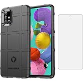 Asuwish Phone Case for Samsung Galaxy M51 with Tempered Glass Screen Protector Cover and Cell Accessories Rugged Hybrid Protective Slim Soft TPU Silicone Rubber Hard 51M Women Men Black