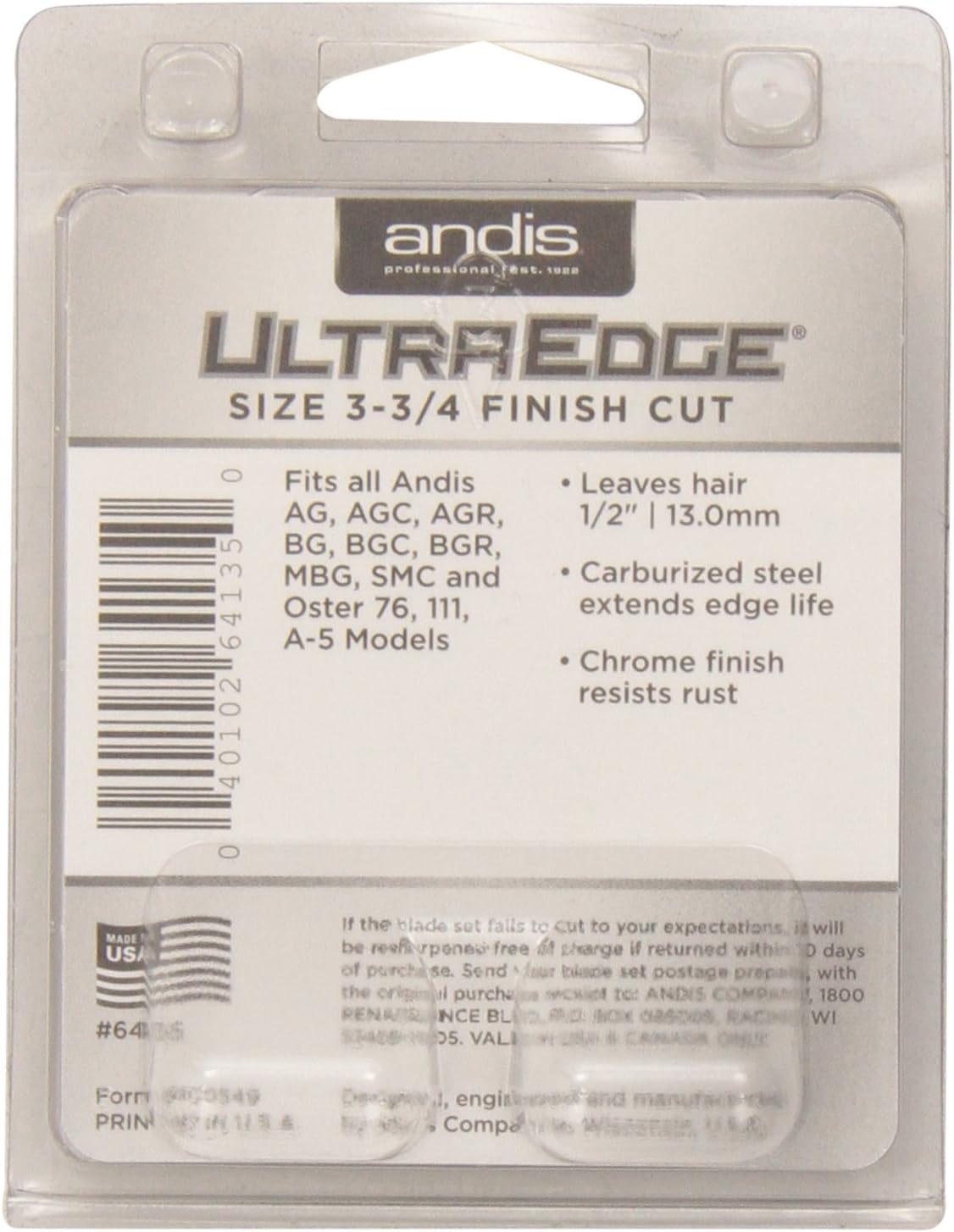 Andis Carbon Infused Steel UltraEdge Dog Clipper Blade, Size-7 Skip Tooth, 1/8-Inch Cut Length (64080): Pet Supplies