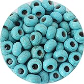 PAMIR TONG Turquoise Large Hole Beads for Jewelry Making - 100pcs 14mm European Gemstone Howlite Rondelle Spacer Big Craft Beads for Pens, Bracelets