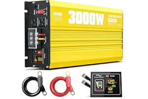 XWJNE 3000W Pure Sine Wave Power Inverter 12V DC to 120V AC Converter with LED Display and Remote Controller for Home, RV, Tr