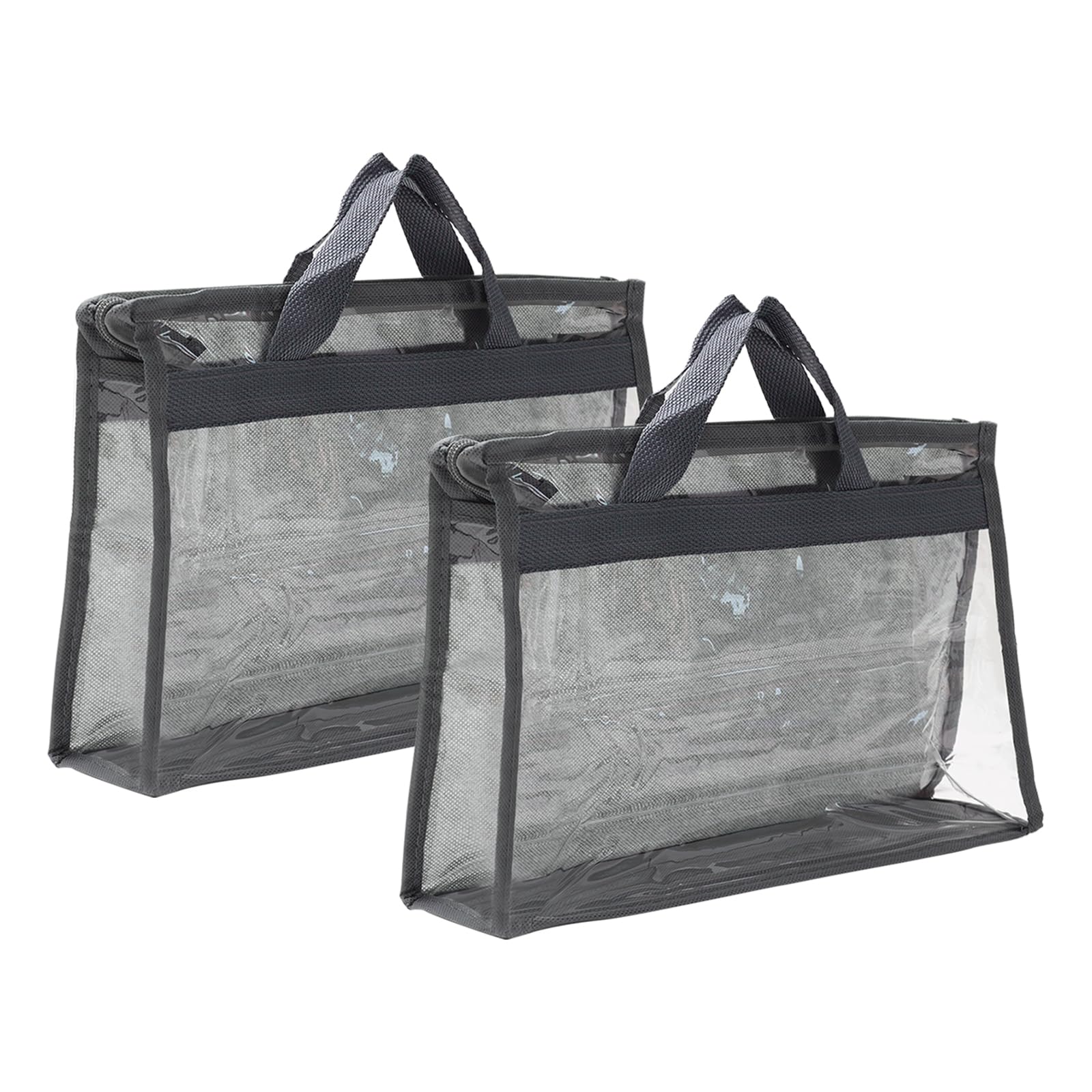 PATIKIL Handbag Dust Bags, 2 Pack Clear Purse Storage Organizer S Size PVC Dustproof Handbag Cover Transparent Purse Protector, Gray