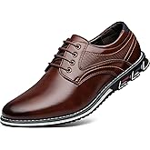 AWINIWI Men's Casual Dress Shoes Comfortable Fashion Dress Sneakers Men Office Classic Mens Oxfords Leather Business Casual Shoes Formal