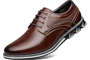AWINIWI Men's Casual Dress Shoes Comfortable Fashion Dress Sneakers Men Office Classic Mens Oxfords Leather Business Casual Shoes Formal