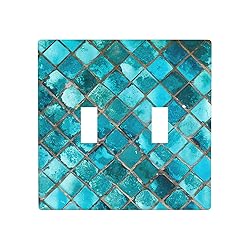 Moslion Teal Mosaic Double Toggle Wall Switch