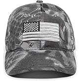 Kryptek Raid Camo American Flag Dad Hat – Low Profile Unstructured Baseball Cap, Adjustable Hook-and-Loop, One Size