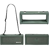 Silicone Case Cover Compatible with Sony ULT Field 3 Wireless Bluetooth Speaker, Travel Protective Carrying Case with Shoulder Strap for Sony ULT Field 3 Bluetooth Speaker (Green)