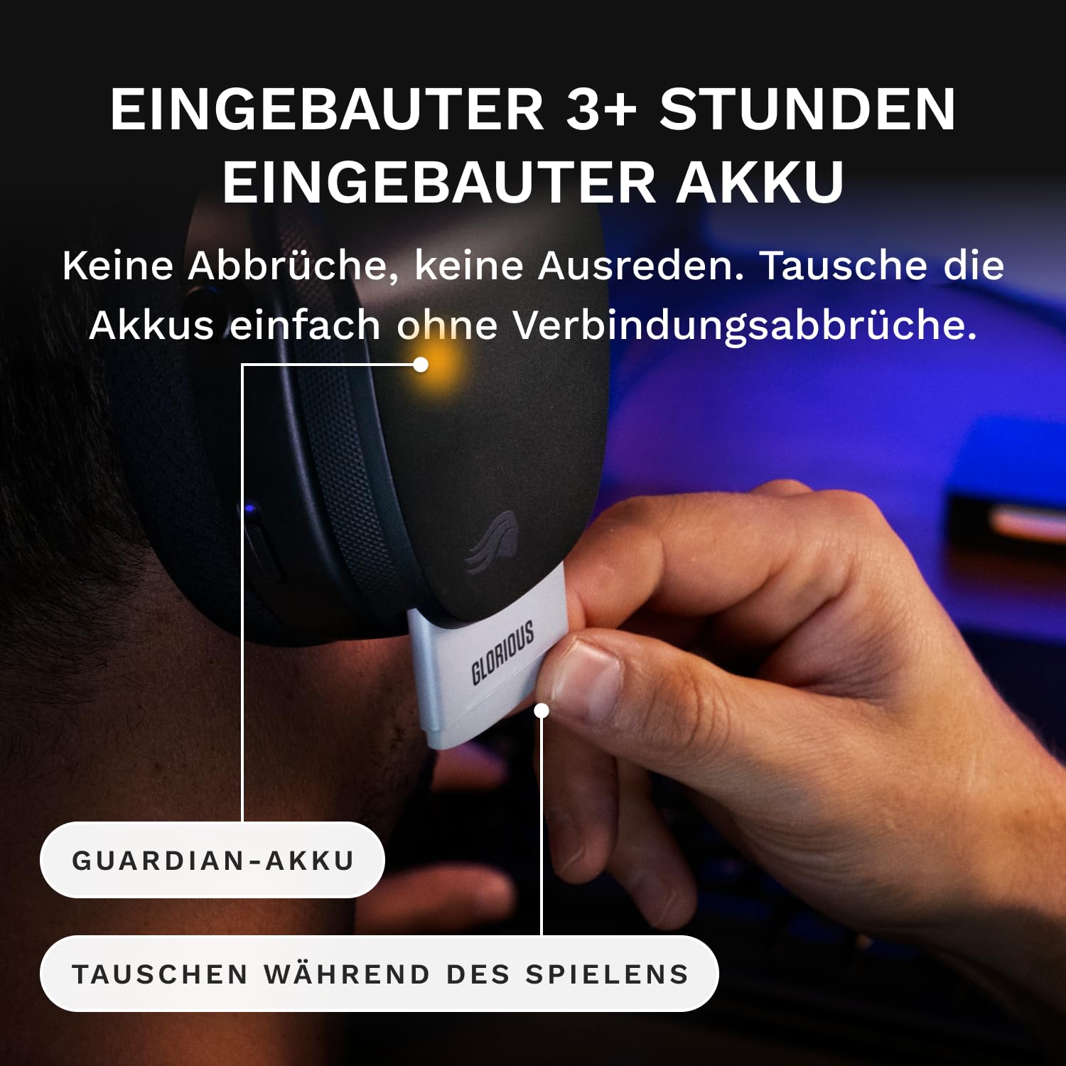 Glorious GHS Wireless InfinitePlay - Gaming Headset, PC, PS5, PS4 - Schwarz 4