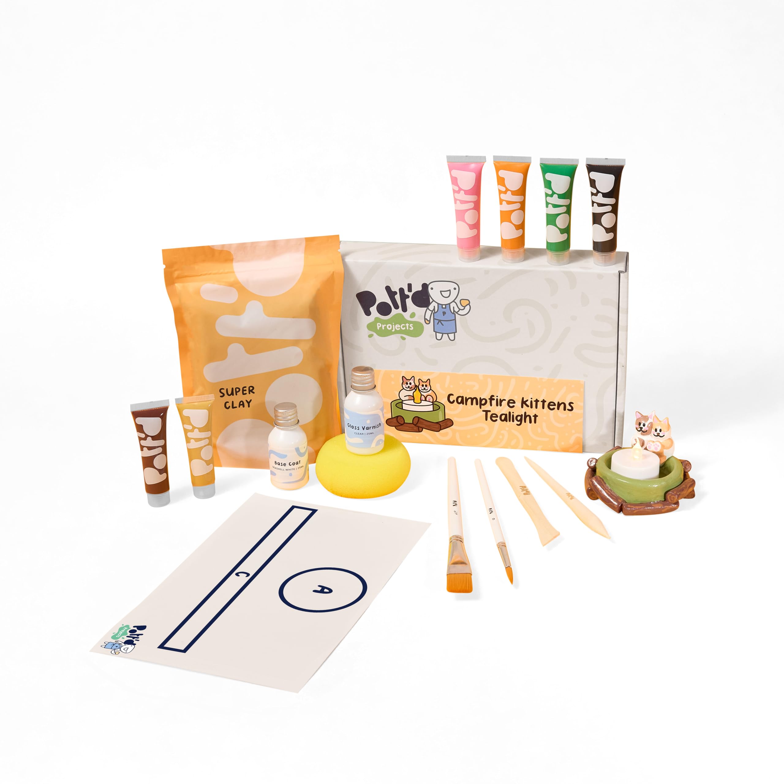 Pott'd Mini Pottery Kits | Air Dry Clay Pottery Kit for Adults | Includes Paints, Brushes, and Potters Tools | Free Online Step-by-Step Tutorial | Perfect for Beginners | Bring The Studio to Your Home