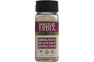 Pride Of India - Himalayan Black Rock Salt - Extra-Fine Grind, 4.0 oz (113.4gm) Dual Sifter Jar - Kala Namak - Contains 84+ Minerals - Perfect for Cooking, Vegan Tofu, Vegan Omlettes