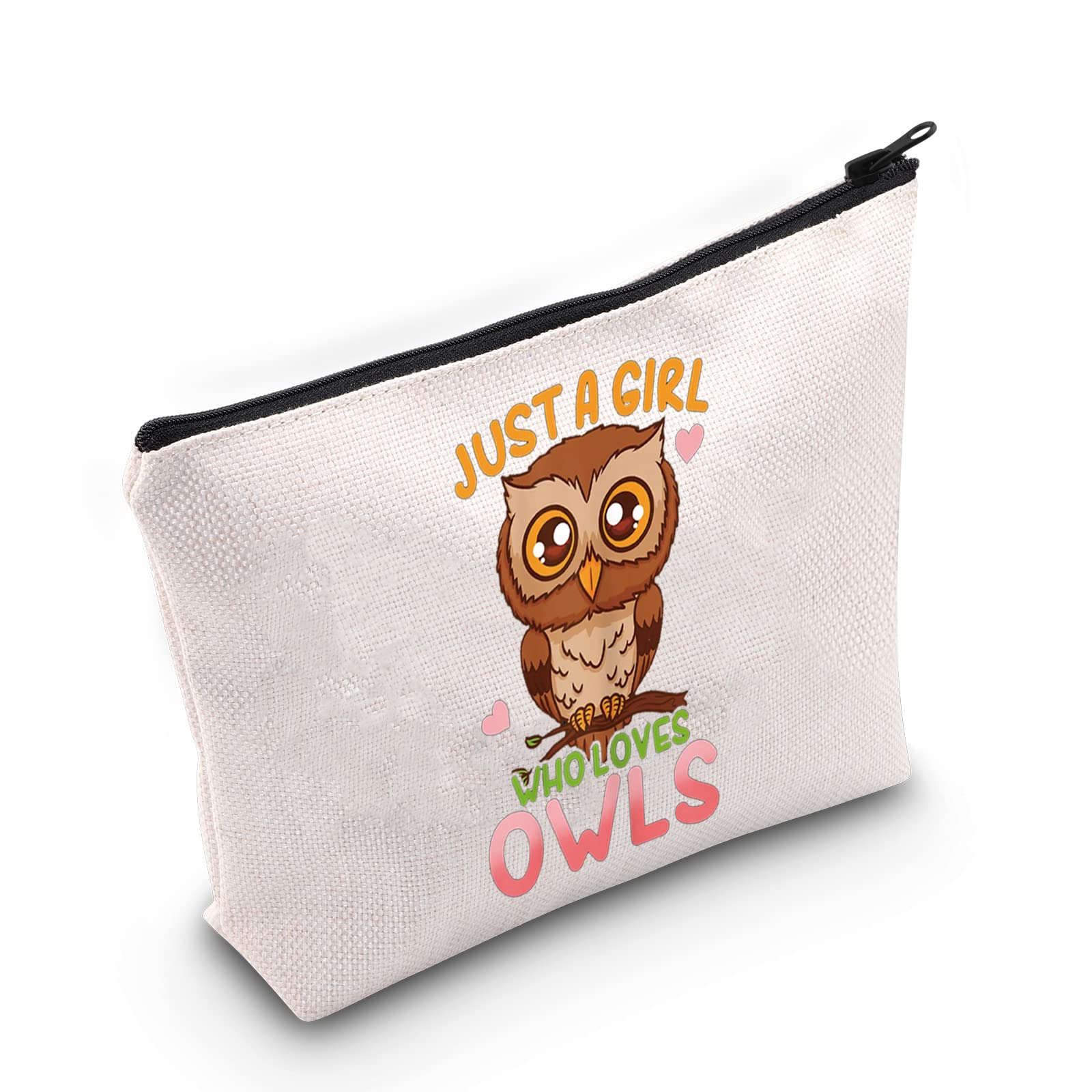 LEVLO Funny Owl Cosmetic Bag Animal Lover Gift Just A Girl Who Loves Owls Makeup Zipper Pouch Bag Owl Lover Gift For Women Girls, Who Loves Owls, Makeup Bag