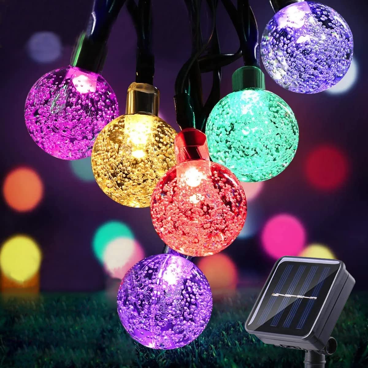 Anmossi Solar String Lights Outdoor 60 LED 11M Garden Solar Lights Waterproof Globe Fairy Lights Outdoor/Indoor Decorative Lighting for Home, Garden, Party, Christmas, Festival (Multi-Coloured)