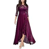 Miusol Women's Elegant Floral Lace Ruffle Bridesmaid Maxi Dress