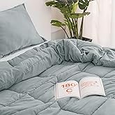 RECYCO Full Queen Comforter Set, Lightweight Ultra Soft Down Alternative Quilted Comforter, Duvet Insert Bedding Sets with Pillow Sham for All Season, Sage Green