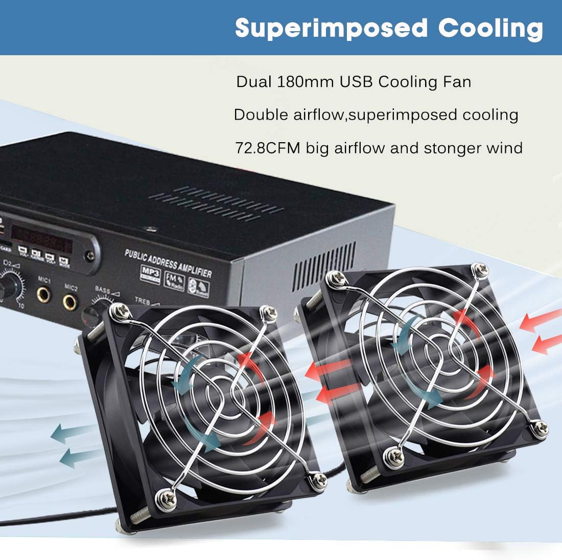 GDSTIME 80mm USB Fan 5V Computer Cooling Fan USB Powered with 3-Speed Adjustable Controller 2500 RPM 8CM Case PC Case Fans For Cabinet XBox Router DVR TV Box - Image 4