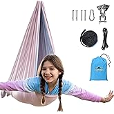 OUTREE Sensory Swing, Double Layer Therapy Swing with 360° Swivel Hanger, Healing & Relaxing Cuddle Sensory Swing for Kids and Adults with Autism, ADHD, Sensory Processing Disorder(Pink and Gray)