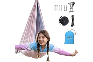 OUTREE Sensory Swing, Double Layer Therapy Swing with 360° Swivel Hanger, Healing & Relaxing Cuddle Sensory Swing for Kids and Adults with Autism, ADHD, Sensory Processing Disorder(Pink and Gray)