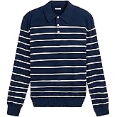 GENUWII Men's Knit Polo Sweater Classic Dress Pullover Striped Golf Fall Winter Sweatshirts
