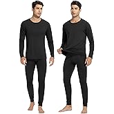 URATOT 2 Sets Men's Thermal Underwear Set Fleece Lined Thermal Underwear Soft Long Johns Top Bottom Set for Men Cold Winter