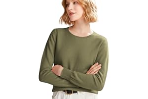 QUFECH Cashmere Sweaters for Women Long Sleeve Crew Neck Soft Warm Pullover Tops Lightweight Wool Knit Sweater
