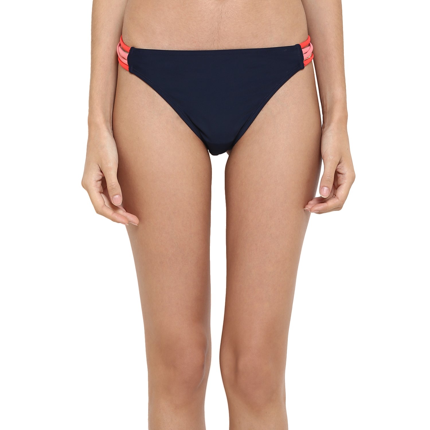 kvl womens solid bikini swimsuit bottom- navy