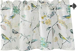 VOGOL Bird Pattern Kitchen Valances for Windows, Window Valance Curtains for Living Room Bathroom Pocket Valance 52 Inch Wide by 18 Inch Long