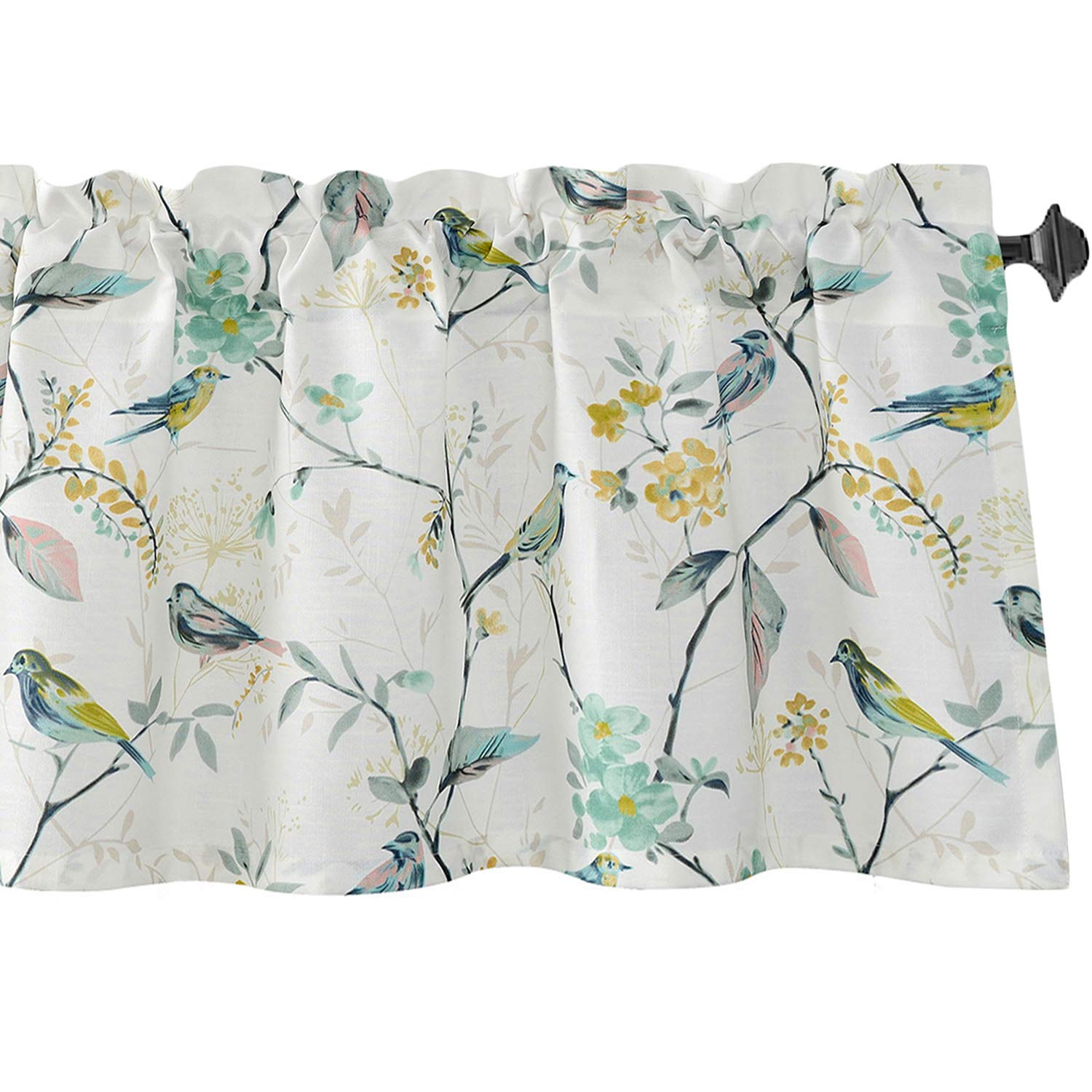 VOGOL Bird Pattern Kitchen Valances for Windows, Window Valance Curtains for Living Room Bathroom Pocket Valance 52 Inch Wide by 18 Inch Long