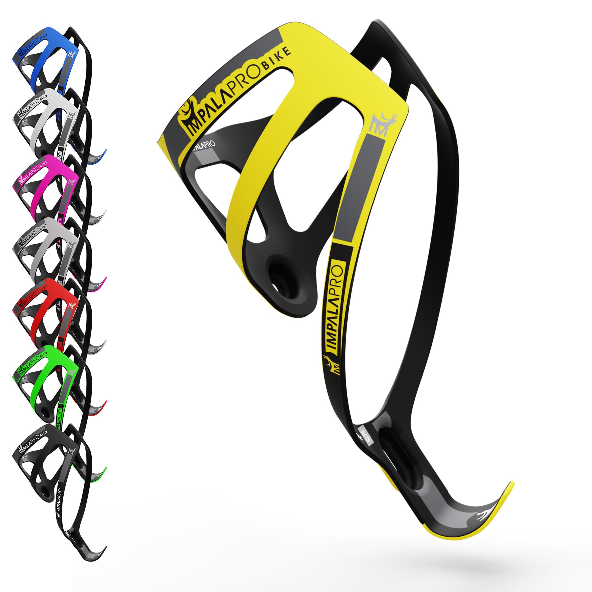 IMPALAPRO Ultralight Full Carbon Bottle Cage 18gr - Bike Bottle Holder - Bike Drinks Holder - Carbon Bottle Cages for Road Bikes and Mountain Bike (Yellow)