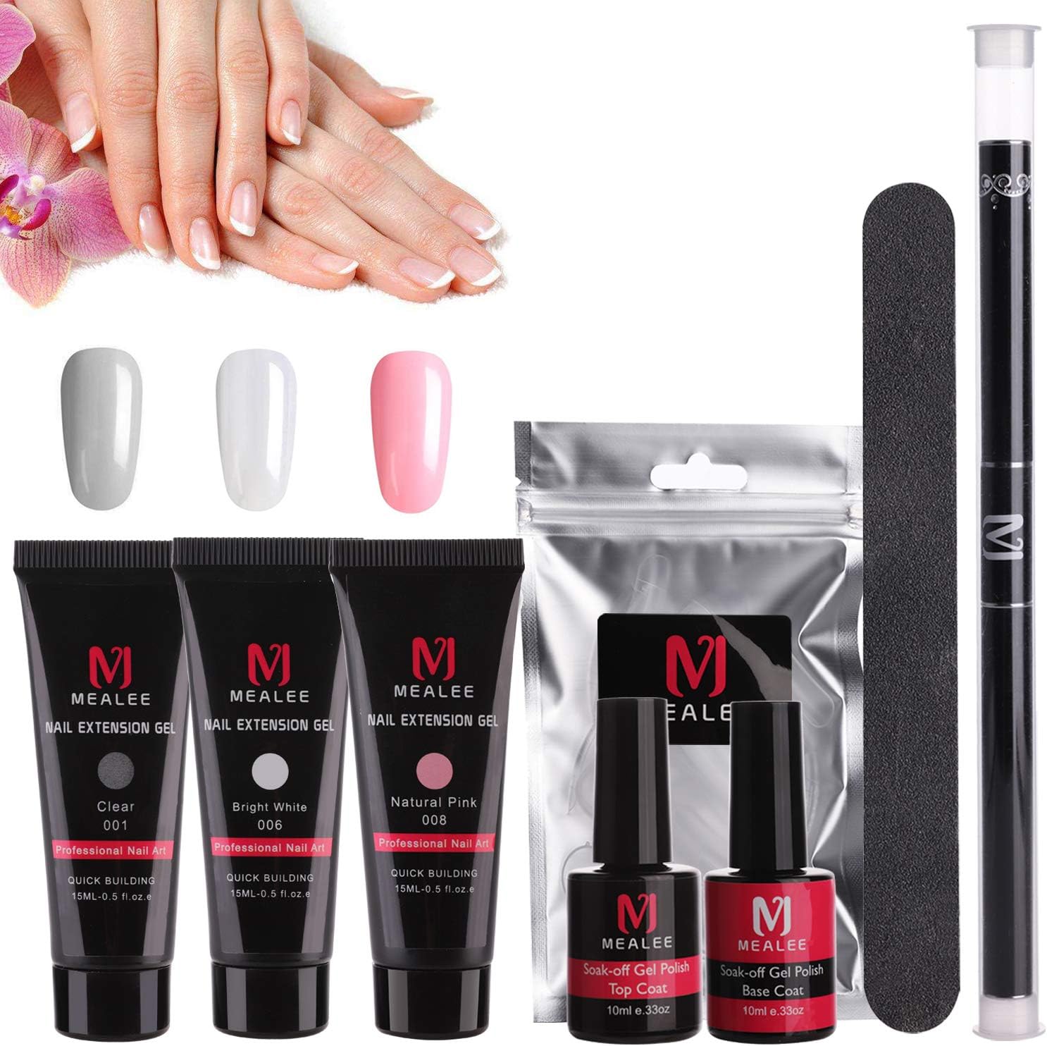 MEALEE Nail Extension Gel Poly Nail Gel Kit Builder Gel All-in-One Nail Thickening Solution Nail Enhancement Tool Nail Starter Kit
