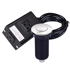 Sink Top Air Switch Kit Dual Outlet Turn On/Off Counter Top Air Switch Kit for Garbage Disposals(with LONG POLISHED BUTTON)