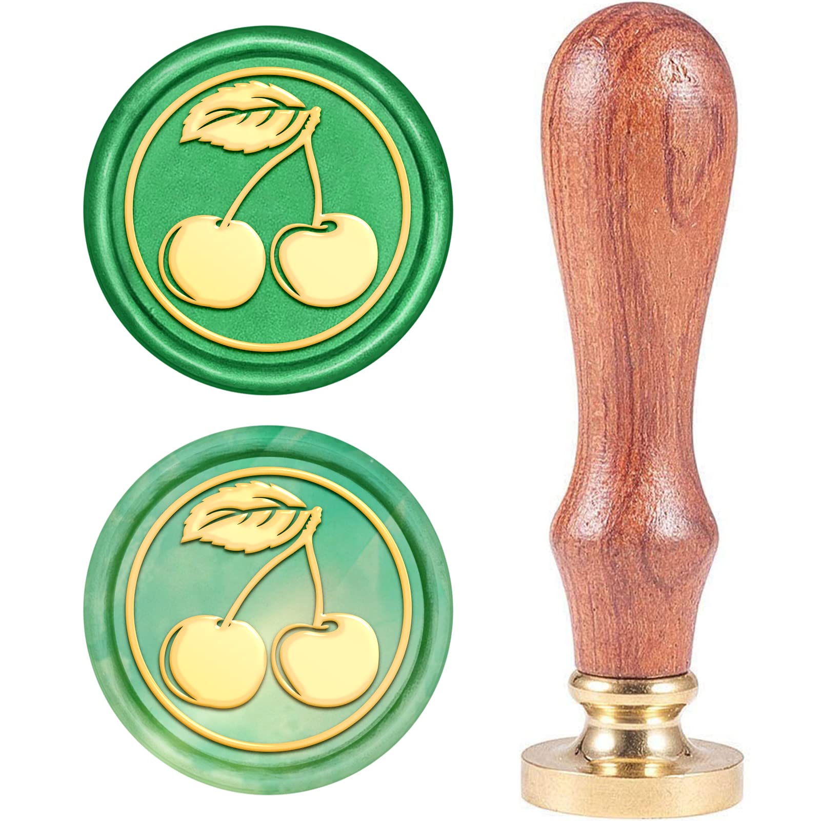 CRASPIRE Wax Seal Stamp Cherry, Vintage Wax Sealing Stamps Fruit Removable Brass Head 25mm for Wedding Envelopes Invitations Embellishment