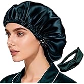 2Pcs Satin Bonnet Silky Bonnets Hair Bonnet For Sleeping Double Layer Curly Hair Sleep Cap Womens Silk Night Hats