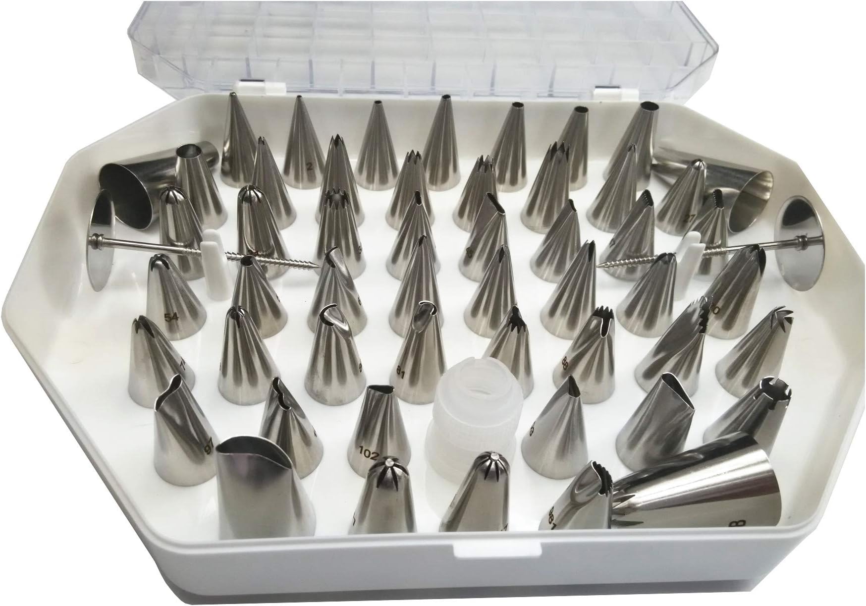 Cake Decorating Tip Set with Piping Book, Essential Decorating Kit for Any Skill Level, Stainless Steel, Laser Engraved Nozzle Tips; Also Great as a Gift That Will Last, Be Loved and Remembered