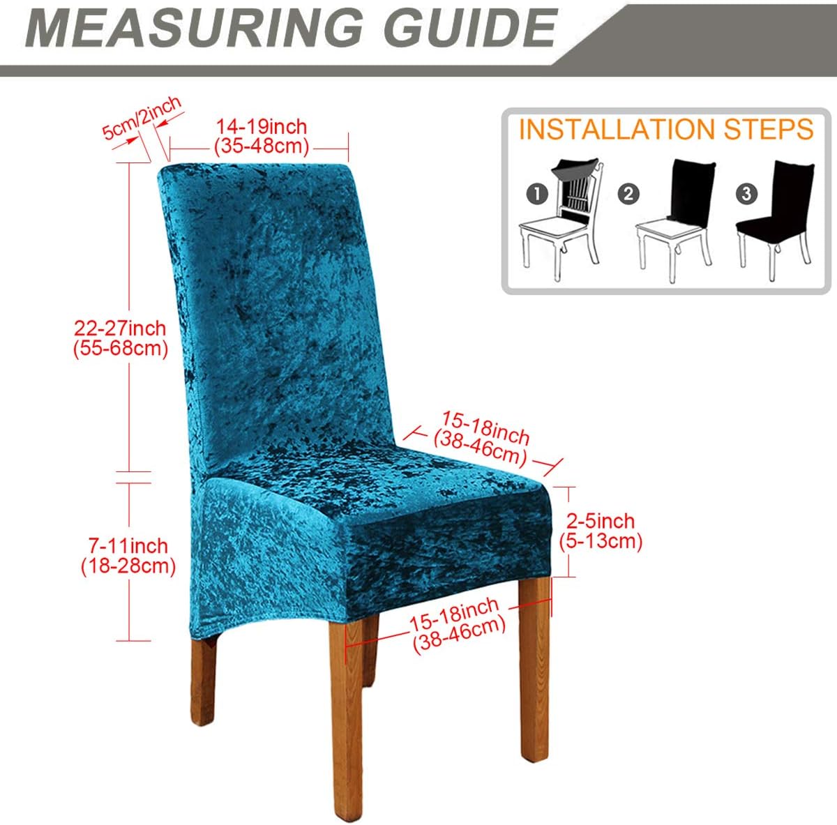 ele ELEOPTION Crushed Velvet Stretchable Elastic Chair Covers for Dining Room Wedding Banquet Party Decoration - Image 4