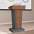 GARVIN Wooden Podium Stand with Wheels，Mobile Wood Lecterns & Podiums with Storage, Premium Pulpits for Churches, Classrooms and Conferences, Scratch-Resistant Finish (with 4”Elevated Footrest)