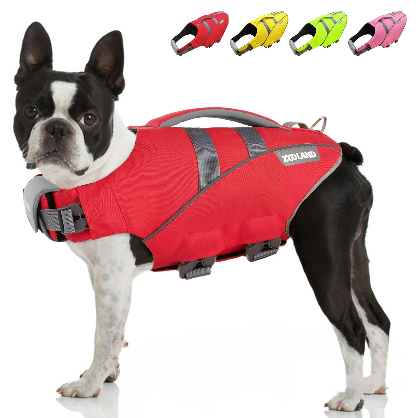MIGOHI Dog Life Jacket, Reflective Dog Swimming Vest with High Flotation and Rescue Handle, Ripstop Dog Lifesaver for Small Medium Large Dogs, Pet Safety Water Vest for Swimming Boating Surfing