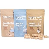 Happy Wax Scented Soy Wax Melts 6oz Variety Pack - Vanilla Lovers Mix | Premium, Natural, Non-Toxic &amp; Pet-Safe Scented Soy Wax Melts - Features Vanilla Bean Latte, Vanilla Sugar, Vanilla Sandalwood