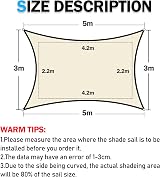 HEYOMART Sun Shade Sail 3m x 5m Rectangle Blue UV 98% Block ROS Rope view 6