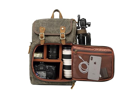 DSLR Mochila de Lona para cámara, Gran Capacidad, Frontal, Abierta ...